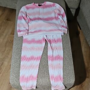 Cozy Kids Tie-Dye Pajama Set - Pink and White